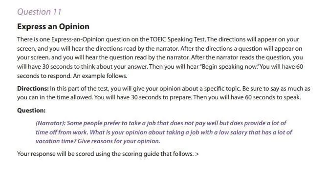TOEIC Speaking Express An Opinion